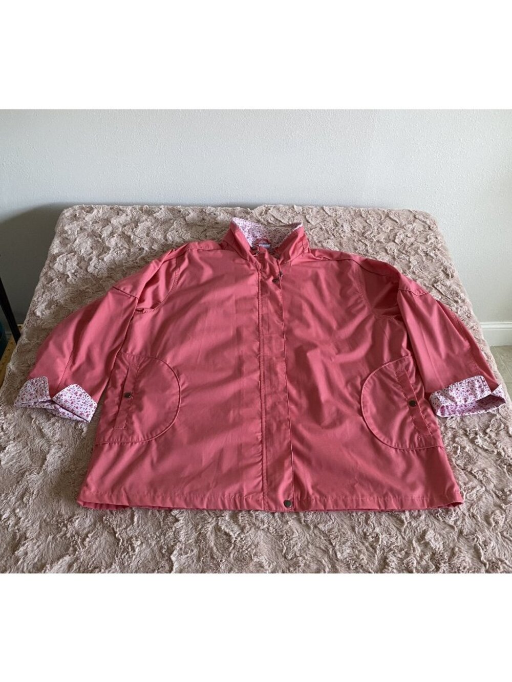 Blair Womens 3XL Pink Rain Coat/Jacket Floral Detail (MISSING HOOD)
